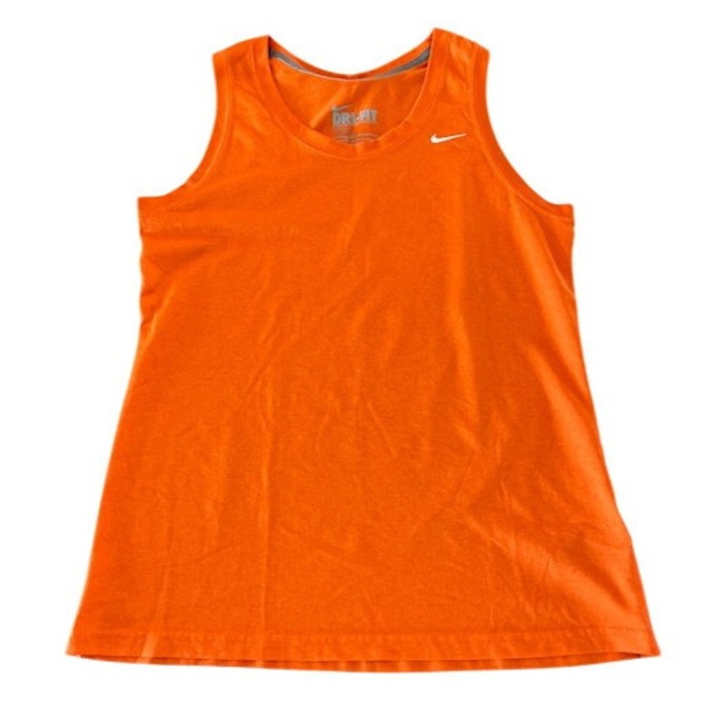 Nike Dri-FIT Kids Orange Athletic Tank Top Sleeveless Training Shirt Swoosh Logo